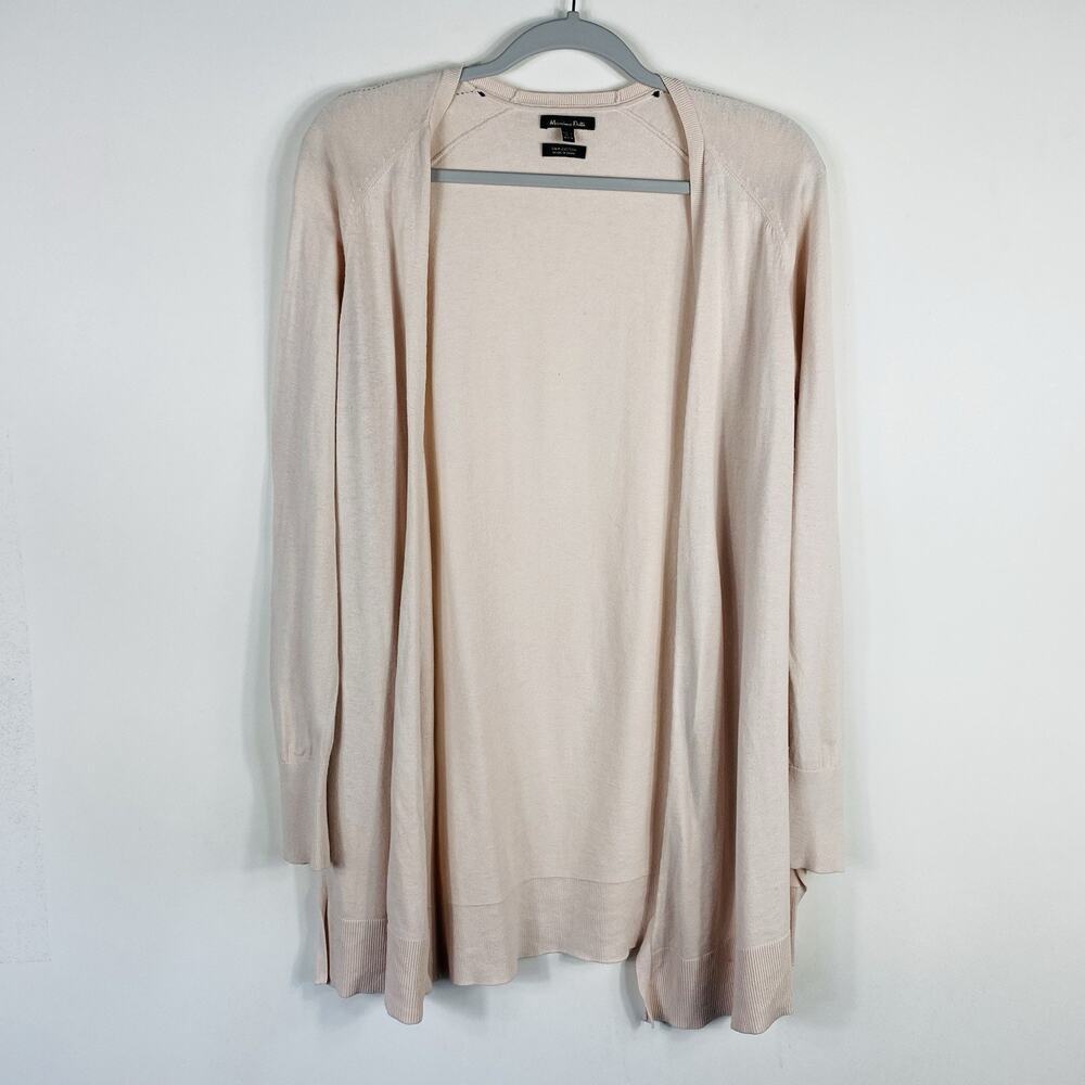 Massimo Dutti Cardigan Sweater Women's Large Pink Silk Cotton Open Front